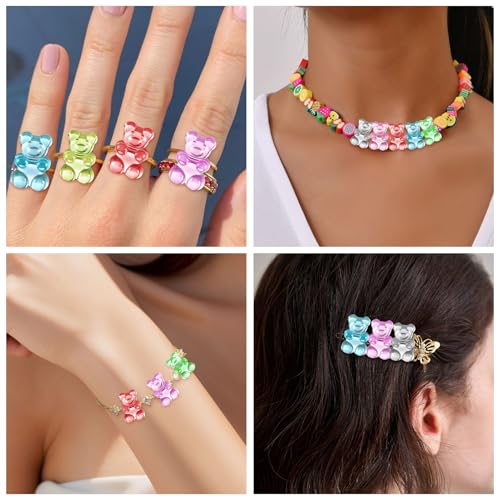 Tmtains Slime Charms Kawaii Resin Charms 3D Cute Nail Charm Mini Flatback Luminous Animal Charm Bulk Resin Jewelry Making Turtle Embellishments Supplies for Cell Phone Scrapbooking DIY Crafts - color: Df Gummy Bear Charms