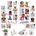 UV DTF Cup Wraps, 4 Sheets Black Women 16oz Glass Cups, Clear Transfer Stickers for Tumblers and Bottles, Assorted Pattern Set - style: Black Women
