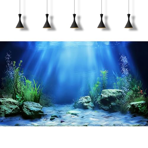 Underwater Scene Aquarium Background Under The Sea Coral Reefs Fish Tank Background Ocean Bottom Scene Sand Rocky Outcrops Terrarium Backgrounds Tropical Undersea Life View Tank Backgrounds 24x12in - color: Dark_Blue, size: 24(W)x12(H)inches/ 60(W)*30cm(H