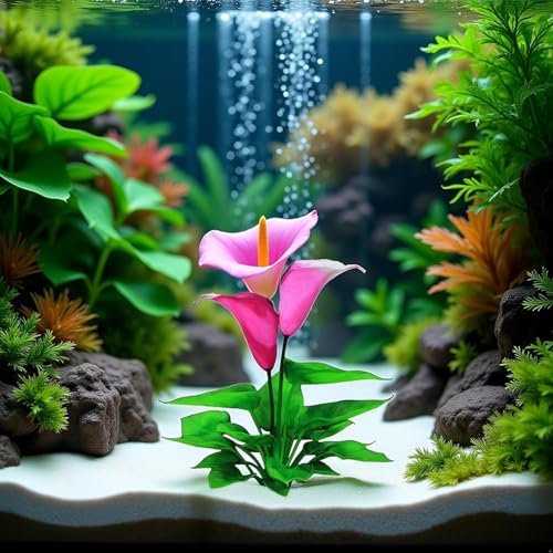Flower Aquarium Decoration Artificial Aquatic Plant Waterweed Craft Silk Plastic Plants,Artificial Fish Tank Decorations,Used for Household and Office Simulation Hydroponic,Aquarium Plants