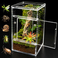Jumping Spider Enclosure, Small Acrylic Terrarium, Magnetic Front & Top Opening, Bug Habitat for Jumping Spiders, Tarantulas, Praying Mantis, Snails (3.14" x 3.14" x 5.9") - size: Basic Vertical-Mini