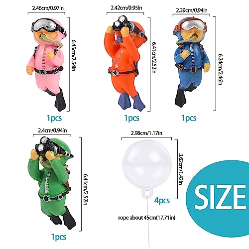 KALIONE Floating Fish Tank Decorations - Cute Little Diver Toys for Aquarium Decor - 4 Pack Ornaments Accessories