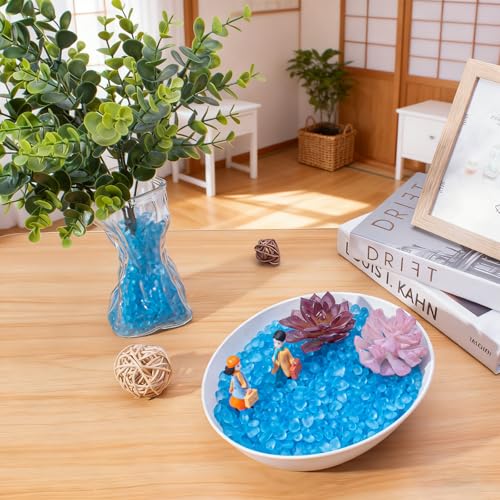 Keedolla Sea Glass Stones Frosted Glass Pebbles Gemstones for Aquarium Rocks, Fish Tank Gravel, Vase Fillers, DIY Crafts - Sky Blue(230g/8oz) - color: Sky Blue, size: 0.5 LB