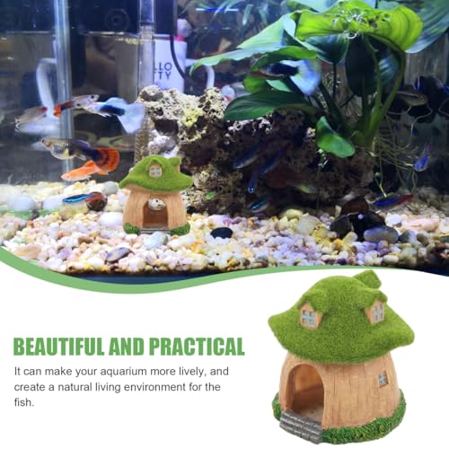 POPETPOP Aquarium Mushroom Fish Hideout - Resin Fish Tank Caves, Hamster Mushroom House, Fish and Shrimp Shelter Landscape Cave for Christmas Fish Tank Decorations