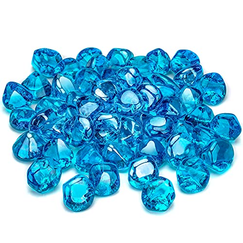 Stanbroil 10-Pound Fire Glass Diamonds - 1/2 inch Luster Fire Glass for Fireplace Fire Pit and Landscaping, Caribbean Blue Luster - color: Caribbean Blue Luster
