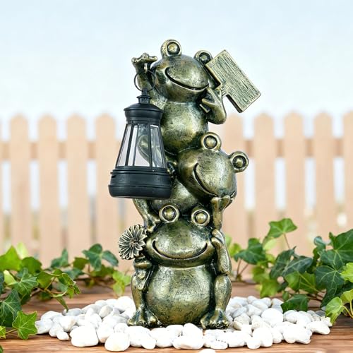 Realistic Frog Resin Figurine Glass Fish Tank Edge Hanging Ornament Outdoor Garden Flower Pot Rim Decor Animal Statue for Aquarium Patio Yard Home Decoration (Copper Colored Frog) - color: Copper Colored Frog