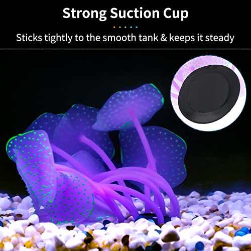 Uniclife Silicone Coral Plant Decorations Glowing Artificial Ornament for Fish Tank Aquarium, Green, Ball Shape - color: Green