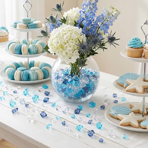 700 Pcs Fake Ice Diamonds 5 Sizes Acrylic Teal Plastic Rocks Fish Tank Accessories Crushed Gems Aquarium Gravels for DIY Craft Table Scatter Home Decor Vase Fillers for Wedding Centerpieces - color: Teal