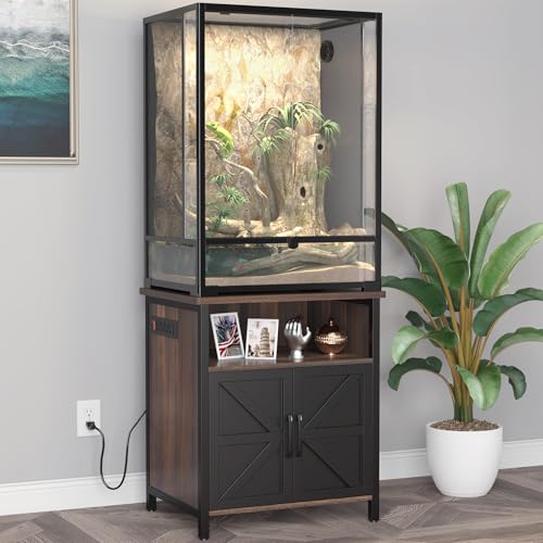 GDLF Terrarium Stand Reptile Tank Stand with Accessories Storage and Power Outlets for 24”Wx18”D Reptile Terrarium - color: Black, size: 24" x 18"