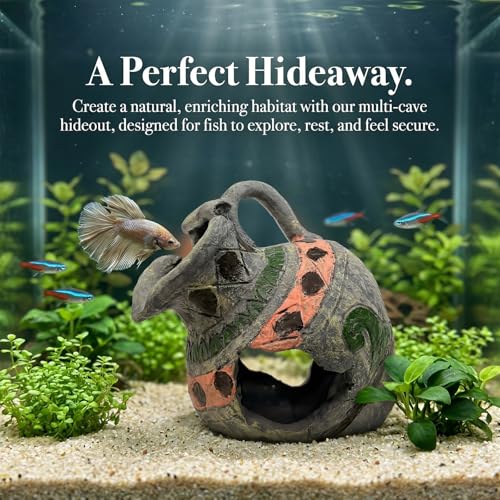 Fish Tank Aquarium Decor Cave Decorations – Resin Broken Jug Hide Ornament for Betta Goldfish Shrimp, Large Artificial Rock House Hideout for Aquariums Habitat - color: Broken Jug
