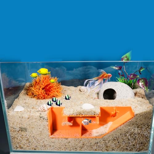 Aquarium Undergravel Fish Tunnel Cave Tunnel Fish Hide Fish Cave Corner Fish Tank Decorations Under Gravel Viewing Tunnel Fish Cave for Aquarium Hideout (Orange,Style 6) - color: Orange, style: Style 6