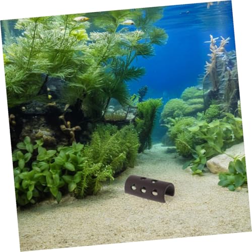 VOSAREA 2pcs Aquarium Breeding Cave and Shrimp Shelter Ceramic Fish Tank Decorative Shelter Red Clay Tree Stump Design, Small Betta Fish and Shrimp Hiding Hideout for Freshwater Aquatic