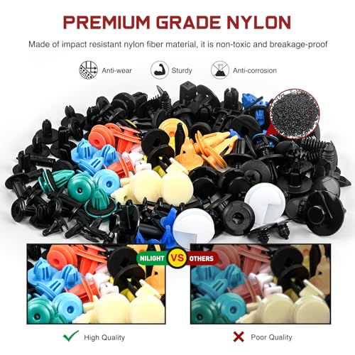 Nilight 1390Pcs Car Push Retainer Clips Auto Fasteners Kit Included 33 Most Popular Sizes Nylon Bumper Fender Rivets with 1 Fasteners Remover 10 Cable Ties for Toyota GM Ford Honda Chevy - color: 1390Pcs