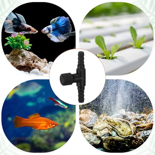 M METERXITY 20-Pack Aquarium Air Valve for 3/16" Airline Tubing PVC Aquarium Air Control Valves for Fish Tanks/Aquaculture, Regulators Air Pump Adjustable Valve[Black]