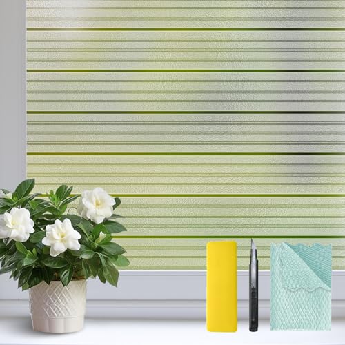 Niviy Window Privacy Film with Installation Tools, Stripe Frosted Glass Window Film Non Adhesive Vinyl Removable Static Cling Door Coverings Home Tint Blinds (Pure, 11.8 x 78.7 inch) - color: White, size: 11.8'' x 78.7''