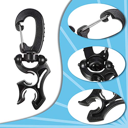 Weewooday Scuba Dive Hose Holder Clip Accessories Diving Gear Holder Double Bcd Hose Clip with Snap Hook Buckle for Snorkeling - color: Black