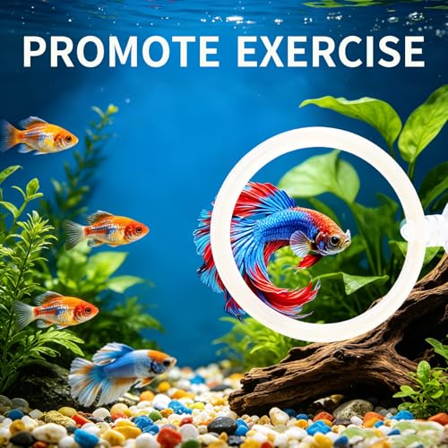 5 Pcs Betta Fish Hammock & Toys Set - Aquarium Tunnel, Floating Mirror, Hammock, Leaf Pad & Exercise Ring, Safe Resting, Hiding & Feeding Decor for Shrimp & Small Fish Tanks