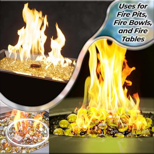 Flat Glass Marbles Yellow – 1 lb (100 pcs, 17–20 mm) Decorative Glass Pebbles, Smooth Polished Gems for Vase Filler, Aquarium Decor, Crafts, Wedding Table Scatter, Mosaic Stones - color: Yellow_Color