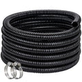Pond Hose ID 1-1/2” × 50ft Black Corrugated Flexible Reinforced PVC Hose Vinyl Tubing for Pond Pump Fountain Garden Waterfall, Non-toxic & Kinkproof, with 2 clamps - size: 1-1/2 Inch, style: 50 Feet