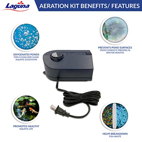 Laguna Aeration Kit for Ponds – Year-Round Water Aeration System – Improves Oxygen Exchange & Prevents Freezing – Includes Pump, 30 ft Airline Tubing, Air Stone & Float – For All Pond Sizes