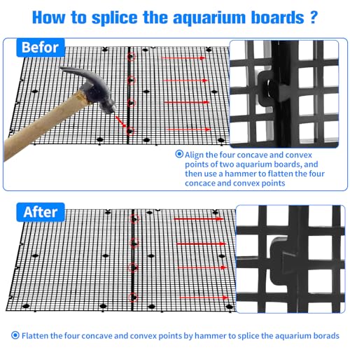 Adjustable Platic Grip Panel Aquarium Fish Tank Divider Filter Bottom DIY Plastic Grid Fish Tank Isolation Board Plastic Egg Crate Tray (Black, 4pcs 11.8X5.9 Inch with 0.15 Inch Hole) - color: Black, size: 4pcs 11.8X5.9 Inch with 0.15 Inch hole