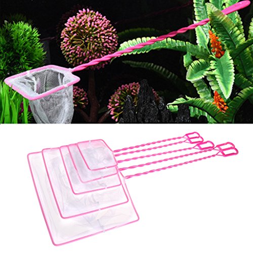 Fishing Tank Net Plastic Soft Square Mesh Fish Shrimp Capture for Aquarium Tools Pink Rectangle 4