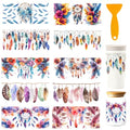 10 Sheets Dreamcatcher UV DTF Cup Wrap for 16OZ Glass, 4.3 x 9.4 Inch Dream Catcher UV DTF Transfer Stickers Waterproof Rub on Transfer Decals for Glass Bottle Vase Furniture Crafts - style: Dreamcatche