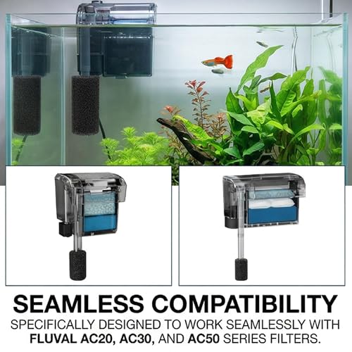6 Pack Pre-Filter Sponge for Aquarium Fish Tank, 3.14" x 1.37" Black Intake Foam Cover Replacement, High Density Bio Sponge Roll for Freshwater Saltwater Filters, Includes Clear Storage Box