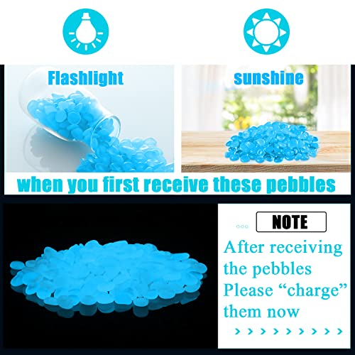 900pcs Glow in The Dark Rocks Outdoor Decorations Stones Small Luminous Pebbles Indoor/Outdoor Decor for Garden Fish Tank Aquarium Planter Walkway - White - color: White