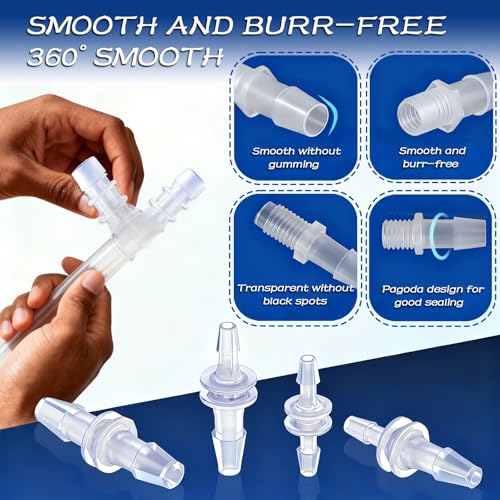 30 PCS Plastic Hose Barb Fittings, Barb x NPT Male Thread Adapter Connectors, hose barb reducers, Plastic Barb Joint Splicer Mender Adapter Union for Aquarium Aeration & Air Tubing.