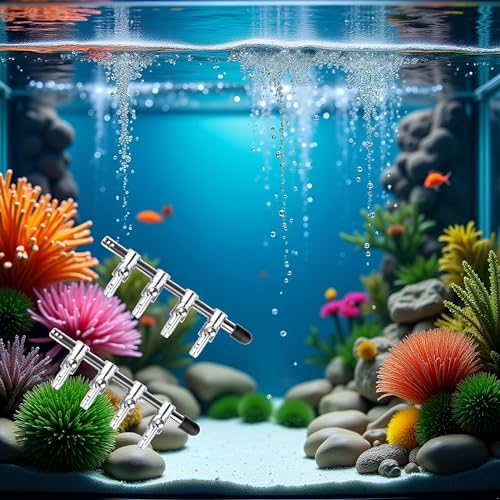 2 Pcs Silver 4-Way Air Flow Control Lever Valve with Airline Tubing Connector for Aquarium, Air Pump Accessories