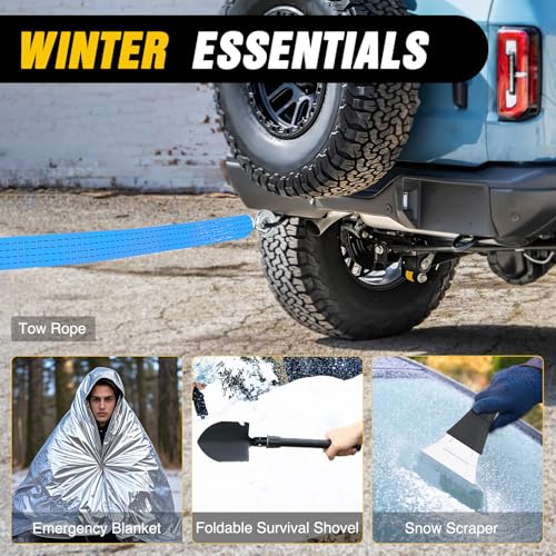 Nilight Car Emergency Kit with Jumper Cable, First Aid Kit Safety Assistance Tools for Travel Camping Outdoor Cars Truck SUV RV, Roadside Essentials with Flash Light - color: Essential Kit+Tool Set