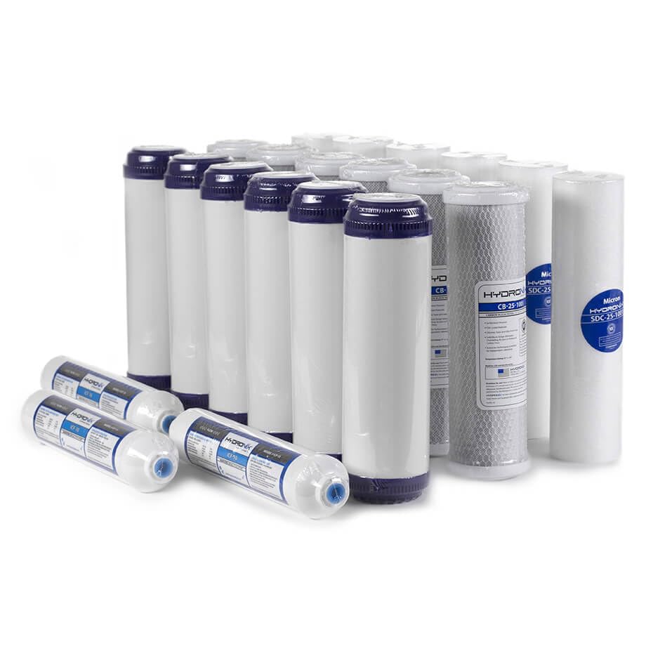 5 Stage 21pc Reverse Osmosis RO Water Filter Cartridges, Pre & Post Replacement Set SED UDF CTO GAC - 2.5" x 10" (21 Pack) - size: 21 Pack