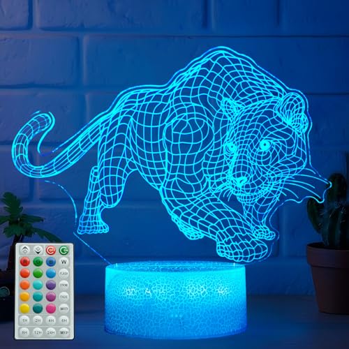 Panther Night Light, 3D Illusion Lamp, 16 Colors Changing, Timer, 4 Flash Modes, Dimmable, Kids Room Decoration, Xmas Panther Gifts - color: Panther
