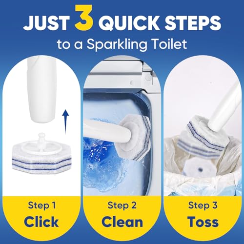 30Ct Aromative Toilet Brush Refills, Toilet Bowl Cleaner Refills, Double-Layer Cleaning Pads Added, Compatible with Most Toilet Brushes，Blue Ocean（Patented） - color: Blue Ocean
