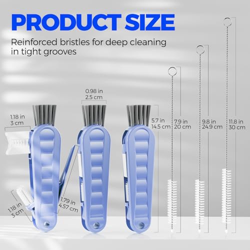 6 Pack Holikme 4 in 1 Cup Lid Cleaning Brush Set with 3 Straws, Multifunctional Bottle Brush, Silicone Cup Lid Gap Cleaner, Durable Bristle Crevice Cleaning Brush, Blue - color: Blue