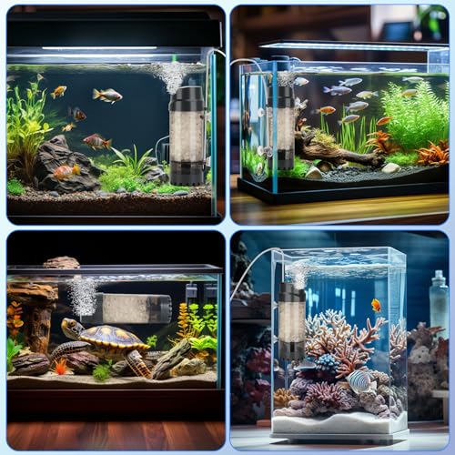 AQQA Fluidized Moving Bed Filter with Sponge, Submersible Aquarium Bio Filter with Air Stone for Shrimp & Breeding Tanks, Ultra Quiet Internal Filter for Freshwater and Saltwater (S 10-40 Gallon) - size: S 10-40 gallon