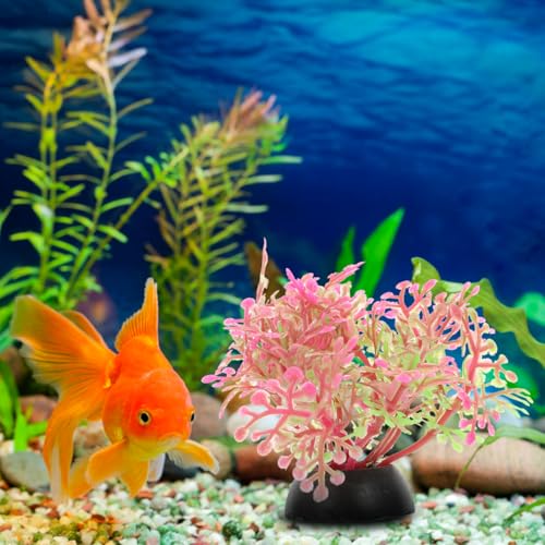 Ipetboom 40Pcs Fish Tank Decorations Set Mini Artificial Aquarium Plants Colorful Plastic Water Grass Accessories for Betta Goldfish Turtle Tank