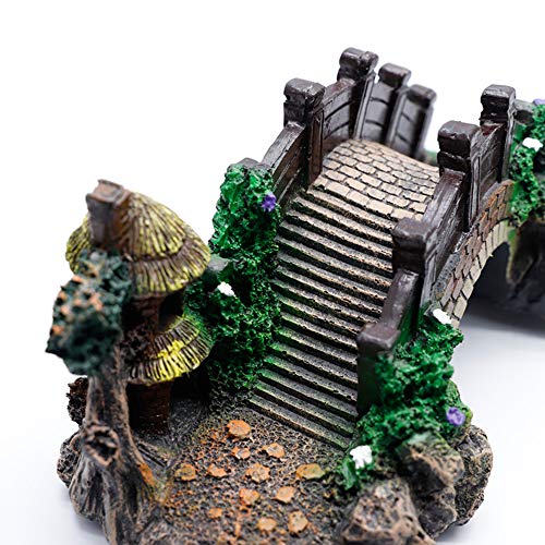Aquarium Ornament Resin Arch Bridge Tree Pavilion Artificial Bridge Model for Garden Decor Fish Tank Landscape Accessories