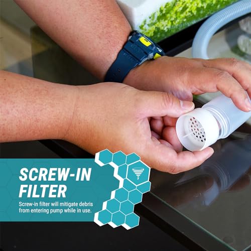 TERA PUMP BPA Free 10 feet Hose Aquarium Cleaner Siphon Pump - Hand Siphon Pump to Drain Long Distance Replace Your Water in Minutes! WFC (Water Flow Controller), Clip, Nozzle Holding Cup