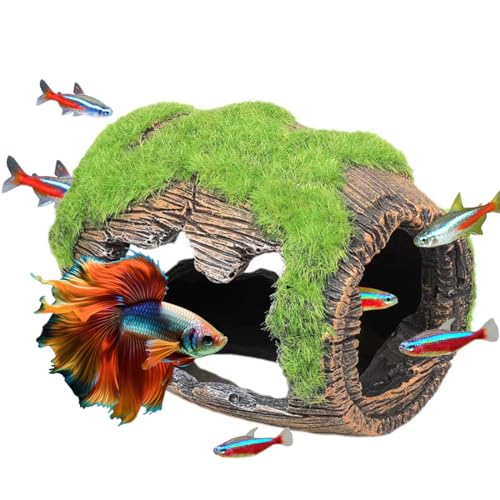 Betta Fish Tank Accessories Decorations, Small Fish Cave Aquarium Hideout, Fish Tank Ornament 5" - color: Large Cask