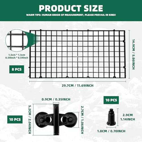 soujkooy 8Pcs Fish Tank Divider, 5.9x11.8in/15X30cm Aquarium Filter Bottom Divider Plastic Grid Tray Egg Crate, Fish Tank Bottom Isolation with 10 Sucker Clips and Bracket Ties