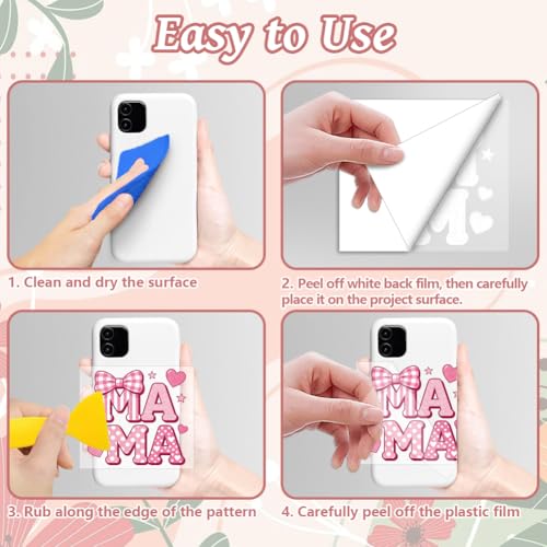 Peacoblue 18 Sheets Rub on Transfers for Crafts, Mother's Day Text 3.6"x3.9" UV DTF Cup Wraps Waterproof Cold Transfers Stickers for Wood Glass Metal Cup Tumblers Mirrors Mugs Home Decor - style: Mother's Day Text