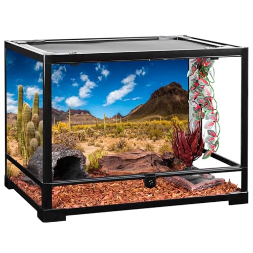 AWERT 60x24 inches Reptile Habitat Background Blue Sky Oasis Cactus Desert Terrarium Background Vinyl - size: 60x24in/150x60cm