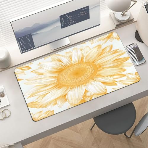 XXL Gaming Mouse Pad Sunflower Vintage Flower XXL Gaming Mouse Pad Large Desk Mat Protector for Desktop, Anti-Slip Rubber Extended Computer Keyboard Mat Writing Pad, 15.7 * 35.4 in,B-1480 - color: B-1480, size: 15.7*35.4 In