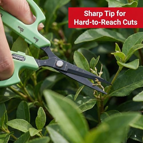 Saboten Fluorine Coated Straight Blade Trimming Scissors Green PT-1 160mm Precision Gardening Bonsai and Floral Shears Made in Japan - color: Green, size: Non-Stick Straight Blade