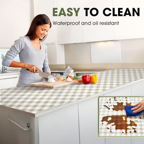 Beautysaid Shelf and Drawer Liner for Kitchen Cabinet, Non Adhesive Non Slip Shelf Paper Waterproof Washable Thickened for Dresser Pantry Shelve Bathroom Protector Liner(Checkered,12 in x 10 FT) - color: Green, size: 12"W x 118"L