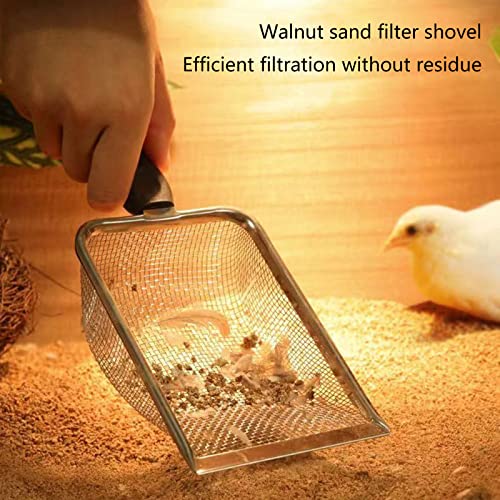 Reptiles Stainless Steel Sand Scoops Metal Shovel Sifter Fine Mesh Terrarium Substrates Waste Extractor Corner Litter Screening Sifting Trowel for Snake