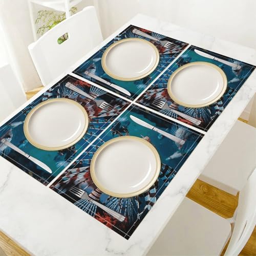 Placemats Set of 4 Washable Heat Resistant Place Mats Fish in Fish Tank Dining Table Mats Wipeable Placemat for Kitchen Dining Table Decoration Indoor Outdoor - size: 2PCS