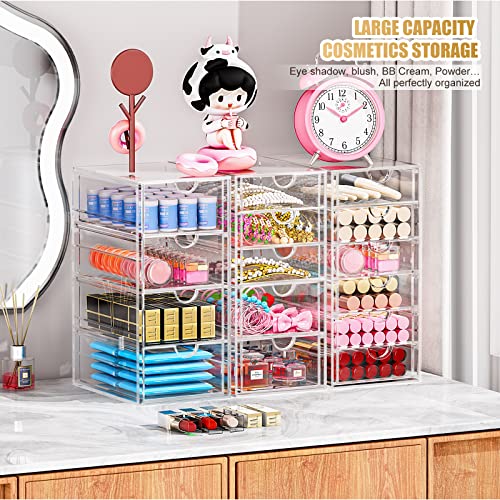 Acrylic 3 Pack Desk Organizers and Accessories, Makeup Organizer Storage With 15 Drawers, Desk Organizers, Dustproof Drawer Organizer and Storage for Make Up, Jewelry, DIY Pen - size: 15 Drawers